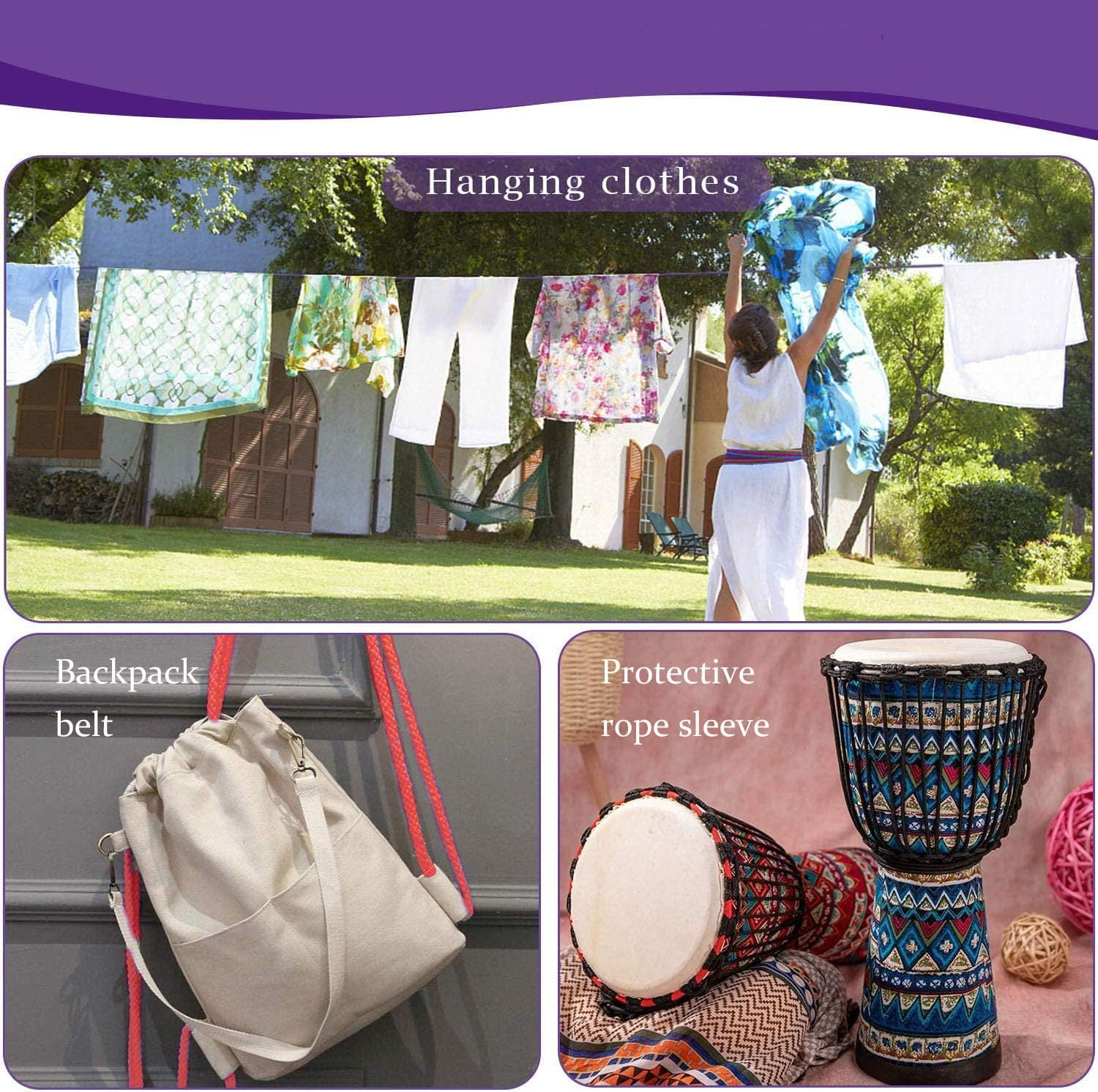 Soft Cotton Rope, 32 Feet / 10M Rope, 8Mm Thick, Soft Rope, Long Rope, Soft Tying Rope (Black + Deep Red) image number 2