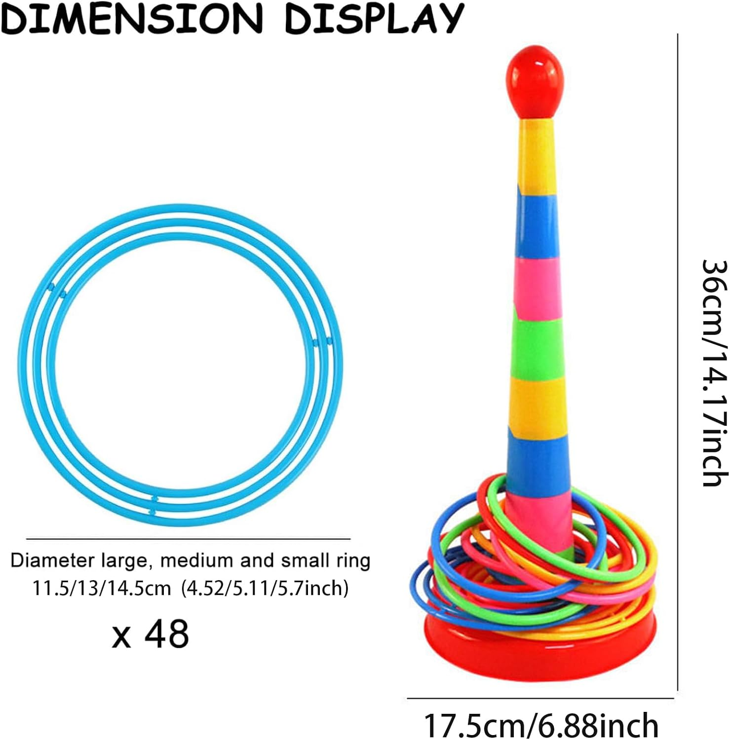 2 Color Columns + 48 Circles, Colorful Happy Circle Game,Children'S Play Park, Christmas Party Birthday Party Gift. Suitable for Indoor Holiday Games Family Christmas Party Games image number 1