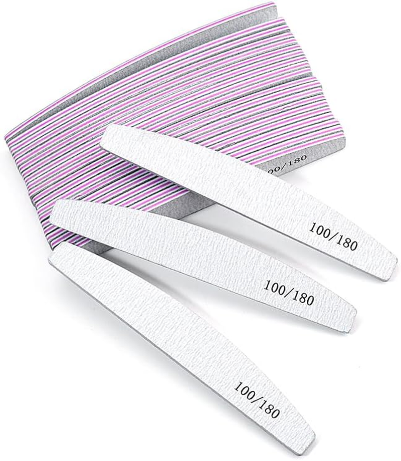 Nail Files 20-Pack Half Moon 100/180 Grit &ndash; Professional Double-Sided Emery Boards for Natural & Acrylic Nails &ndash; Washable, Durable & Reusable Manicure Tools image number 4