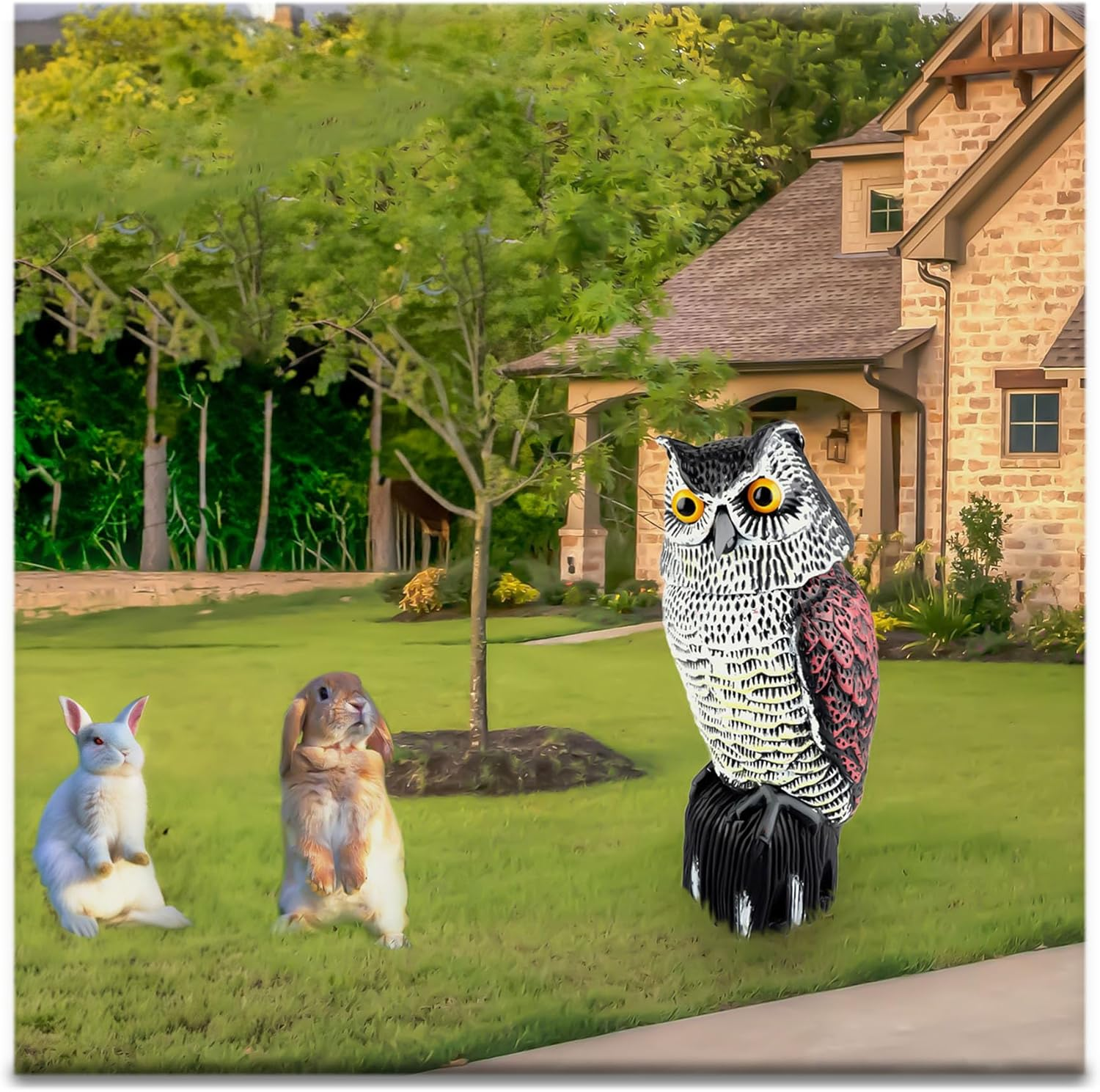 Owl Decoy to Scare Birds Away Bird Deterrents for Outside, Owl Decoy, Scarecrow Fake Owl with Rotating Head, Woodpecker Deterrent, Plastic Owl Statue for Outdoor Garden Yard (1 Pack) image number 1
