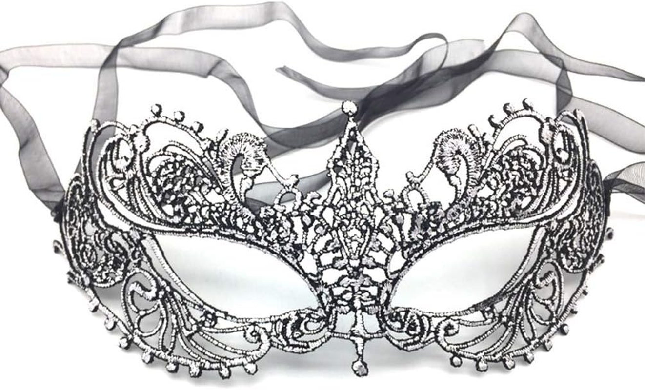 Imapo Masquerade Masks for Women, Girl'S Sexy Lace Venetian Style Eye Mask for Opera Halloween Dancing Evening Party Costume Ball - Vintage Silver image number 3