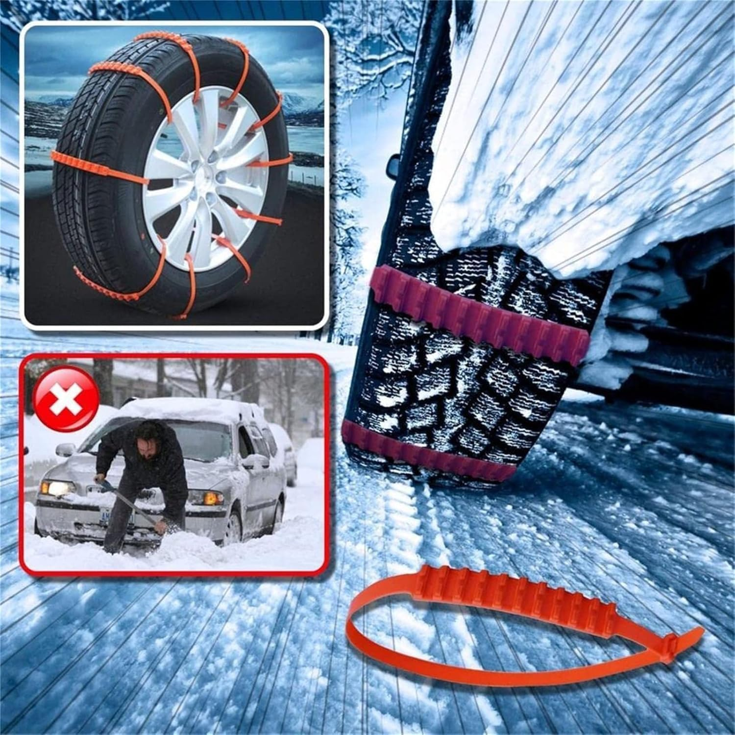 Universal Winter Car Tyre anti - Skid Snow Chains Universal Stainless Steel Snow Chains, Emergency Snow Tyre Chains,10 Pcs image number 6