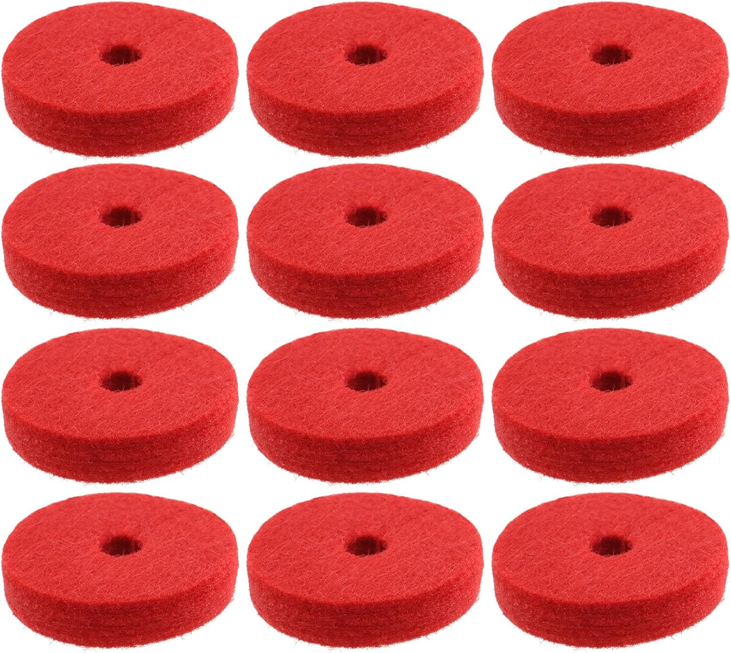12Pcs Wool Cymbal Felts 40Mm Jazz Drum Felt Pads Red round Soft Felt Washers Cymbal Stand Replacement Felt Pads for Drum Set Thickness 10Mm image number 5