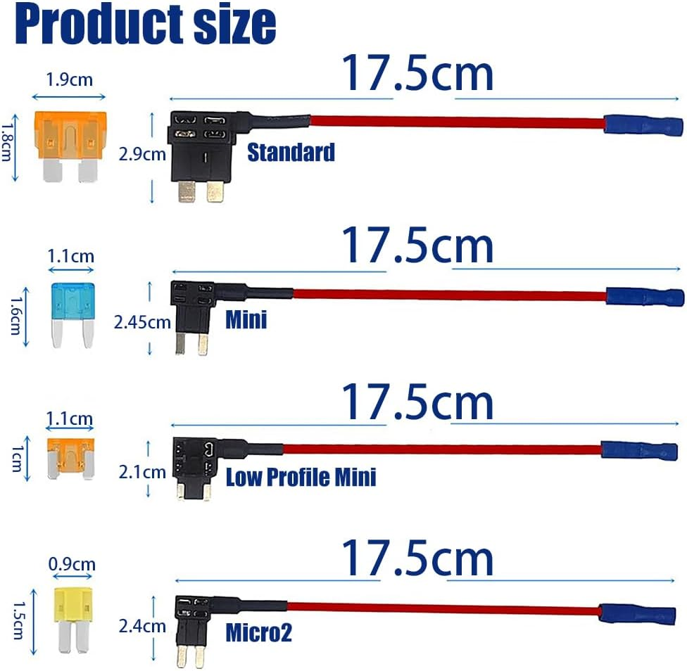 Geli 8 Pack 4 Types Fuse Tap Automotive 12V, Car Add-A-Circuit Fuse Taps Tandard Mini Micro2 and Low Profile Mini Fuse Holder for ATO ATC ATM APM Fuse Tap Kit for Cars Trucks Boats image number 5