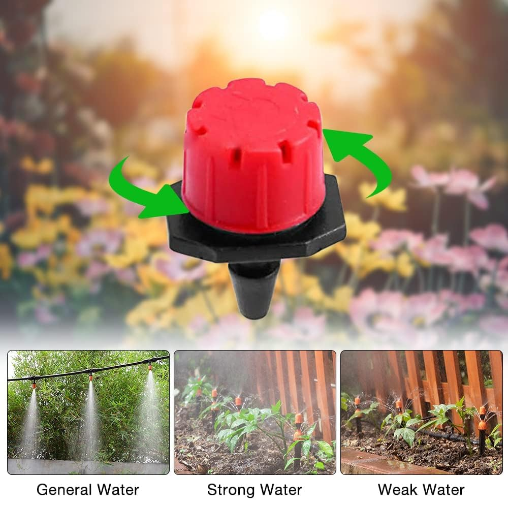 Garden Drip Irrigation Kit, 164FT/50M Greenhouse Micro Automatic Drip Irrigation System Kit with 1/4 Inch 1/2 Inch Blank Distribution Tubing Hose Adjustable Patio Misting Nozzle Emitters Sprinkler image number 1