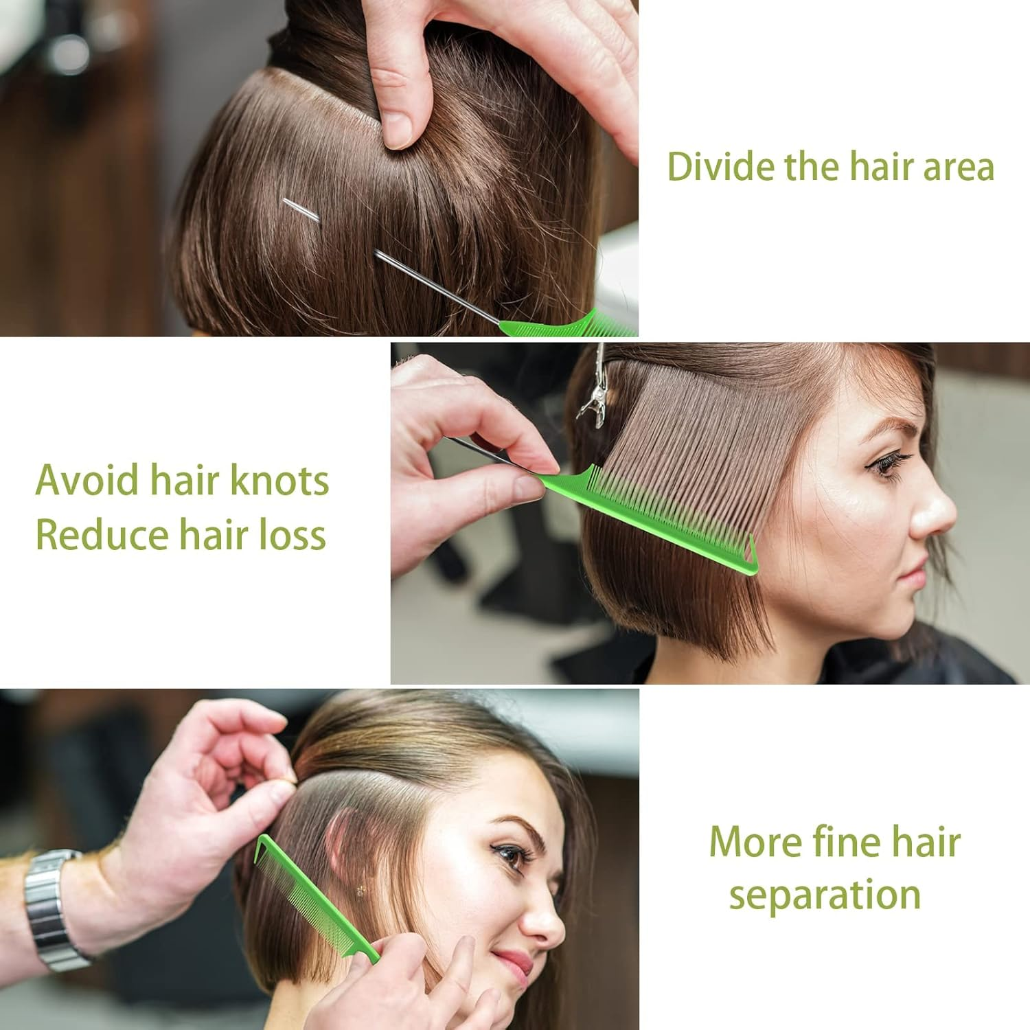 Rat Tail Comb for Hair Stylist: 5Pcs Parting Comb for Braids, Metal Long Steel Pin Rat Tail Teasing Combs, Professional Hair Salon Quality,Combs for Women (F Style) image number 6