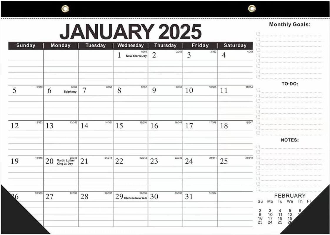 Desk Calendar,18-Month Desk/Wall Calendar, January 2025 to June 2026, 43 * 30CM, Thick Paper, Large Ruled Blocks,Perfect for To-Do List,Notes for Home School Office
