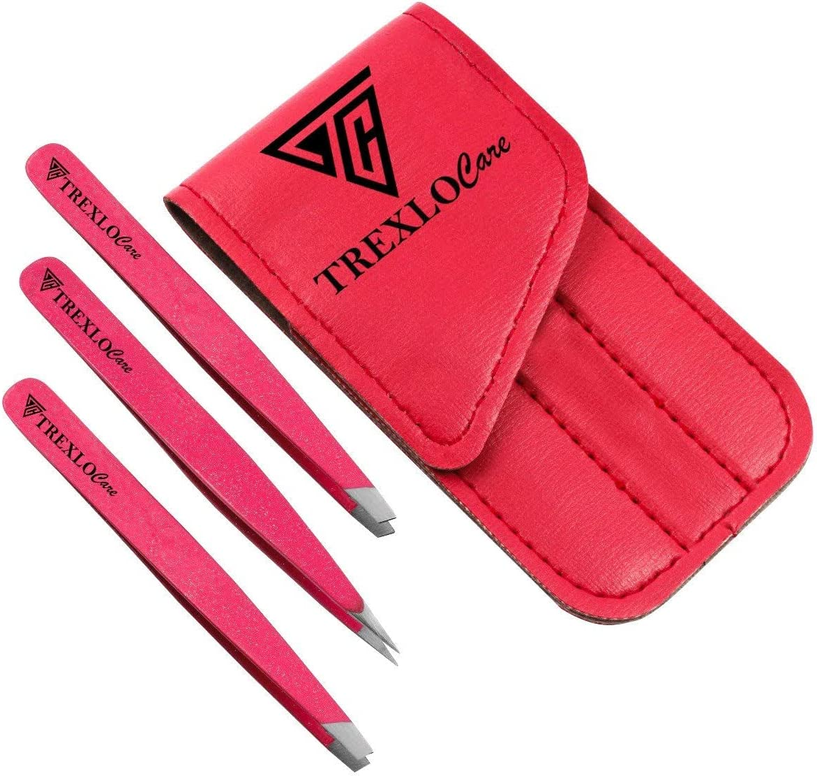 Professional Stainless Steel Precision Eyebrow Tweezers 3 Pack Pink for Eyebrows Plucking Facial & Ingrown Hair Splinter Blackhead & Tick Remover False Eyelashes Tools Set image number 4