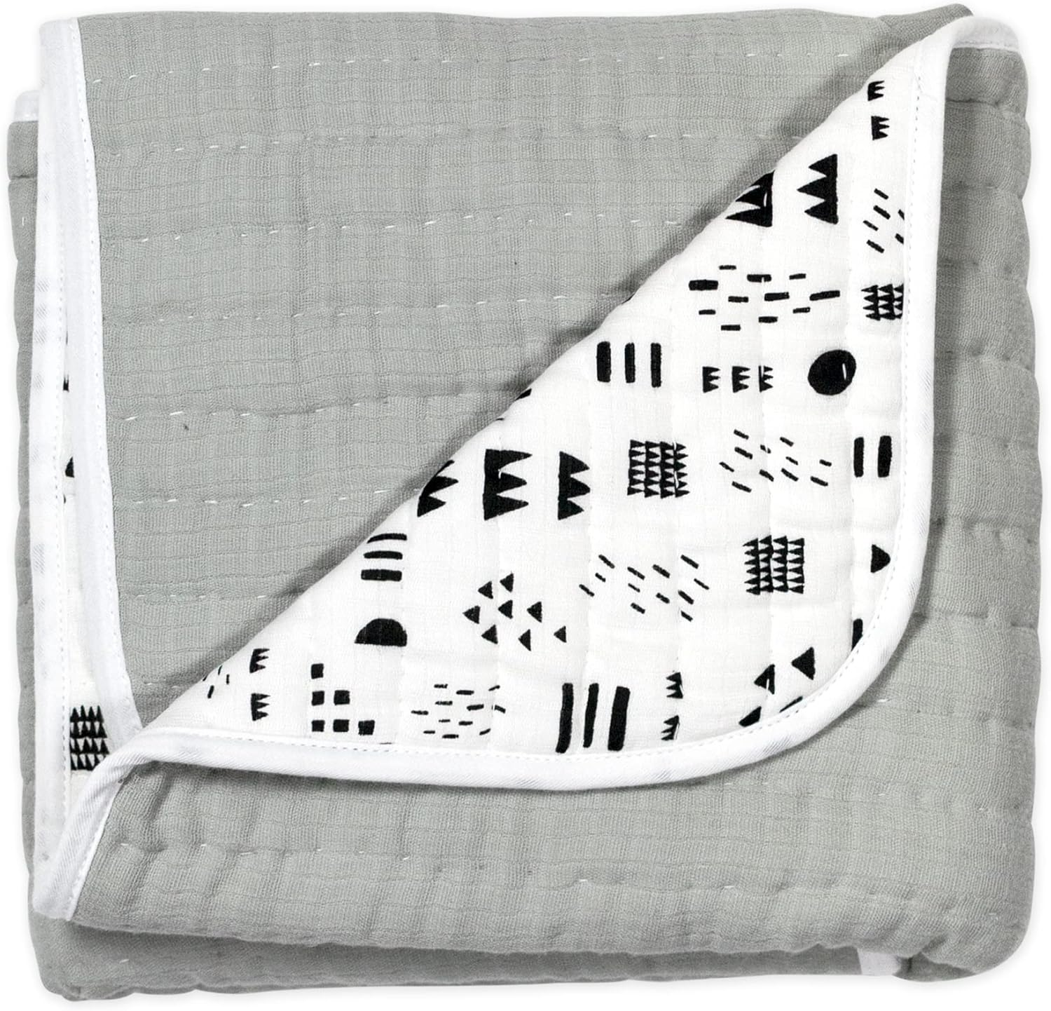 Honestbaby Quilted Baby Blankets Reversible Organic Cotton for Infant Boys, Girls, Unisex, Pattern Play/Sketchy Stripe, One Size