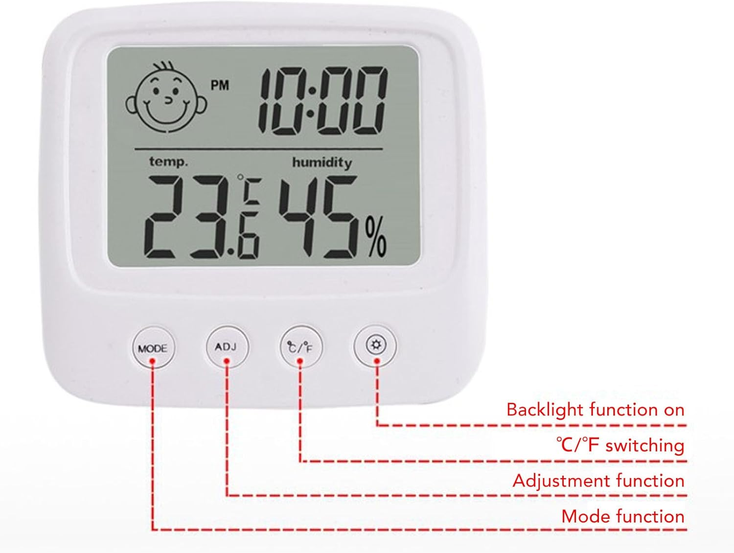 Digital Clock with Hygrometer Thermometer, Versatile Electronic Clock with Backlight Display, Temperature Clock Battery Operated for Nursery Bedroom image number 5