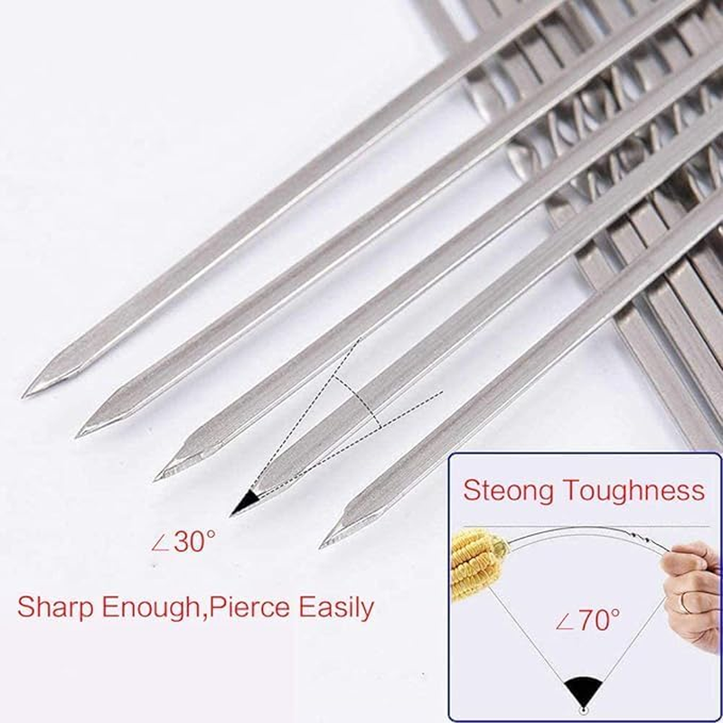 24Pcs Grilled Skewer,Metal Skewers for Grilling,Kabob Skewers,Flat BBQ Barbecue Skewer,Grilling Skewers Set,Reusable BBQ 14" Skewers image number 2