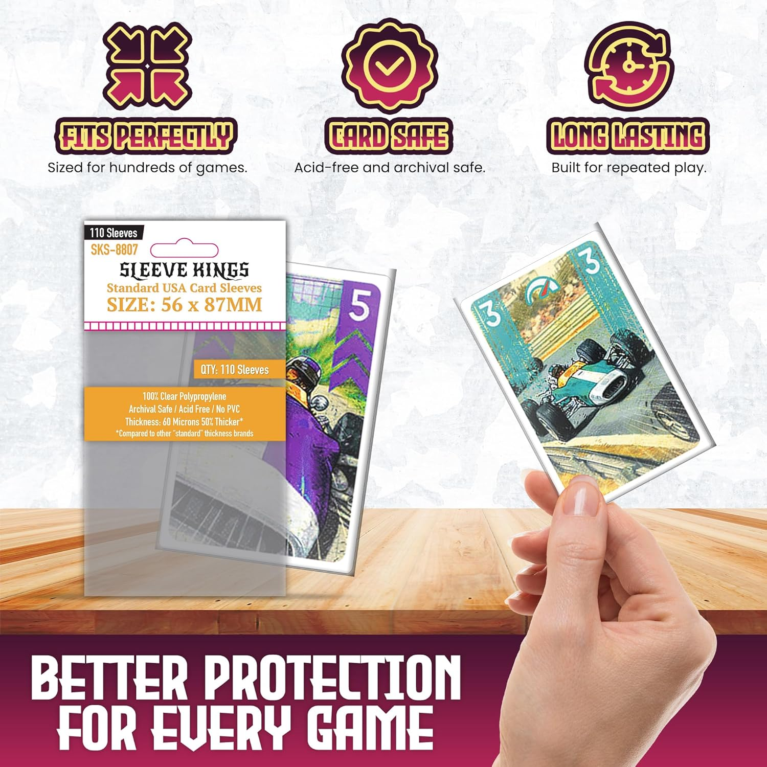 Sleeve Kings Board Game Sleeves Standard USA (56Mm X 87Mm) (110 Sleeves per Pack) Card Sleeves