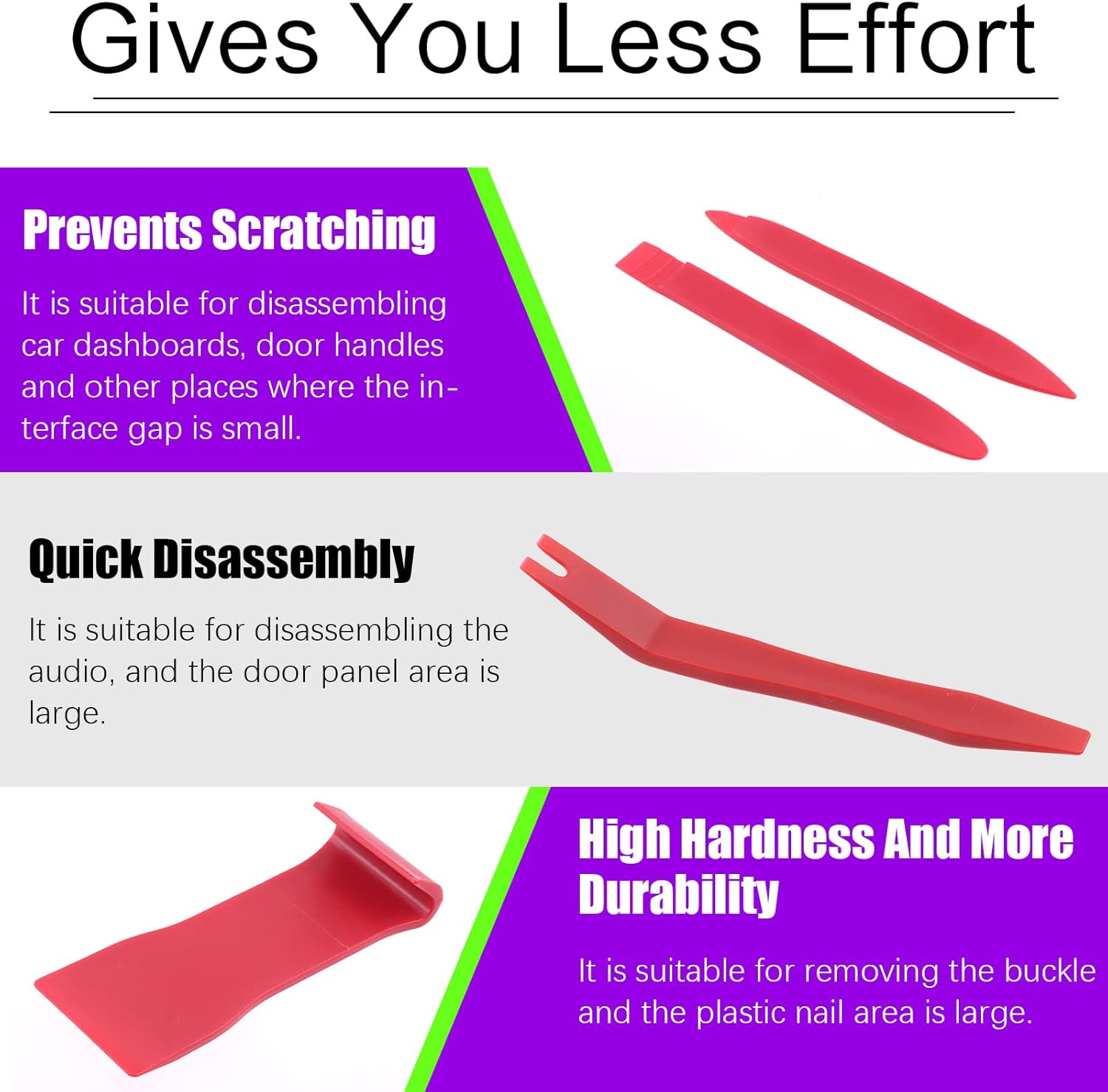 Swpeet 8Pcs 8 Auto Trim Removal Tool Kit with Fastener Remover Assortment Kit, No-Scratch Pry Tool Kit Interior Door Panel Clip Fastener Removal for Car Vehicle Dash Audio Installer image number 3