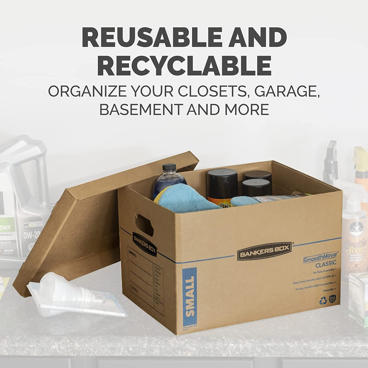 Bankers Box Smoothmove Classic Moving Boxes, Tape-Free Assembly, Easy Carry Handles, Medium, 18 X 15 X 14 Inches, (7717204) image number 6