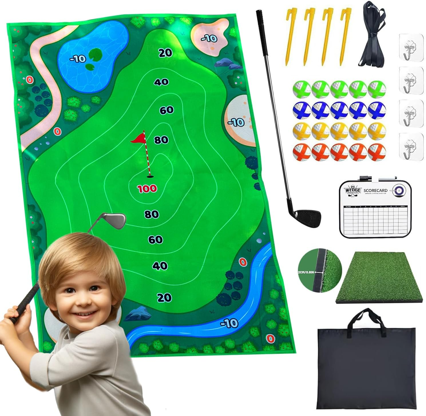Golf Game Set with Club, Garden Game Set, Casual Set with Extra Thick Mat, Chipping Game with 20 Balls, Complete Club Sets for Indoor and Outdoor image number 2