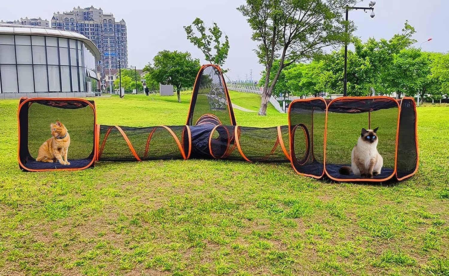 Portable Cat Playpen Outdoor Enclosures -4 in 1 Folding Play Tent Tunnel Cube Compound Pet House for Cat Puppy Dog Rabbit image number 2