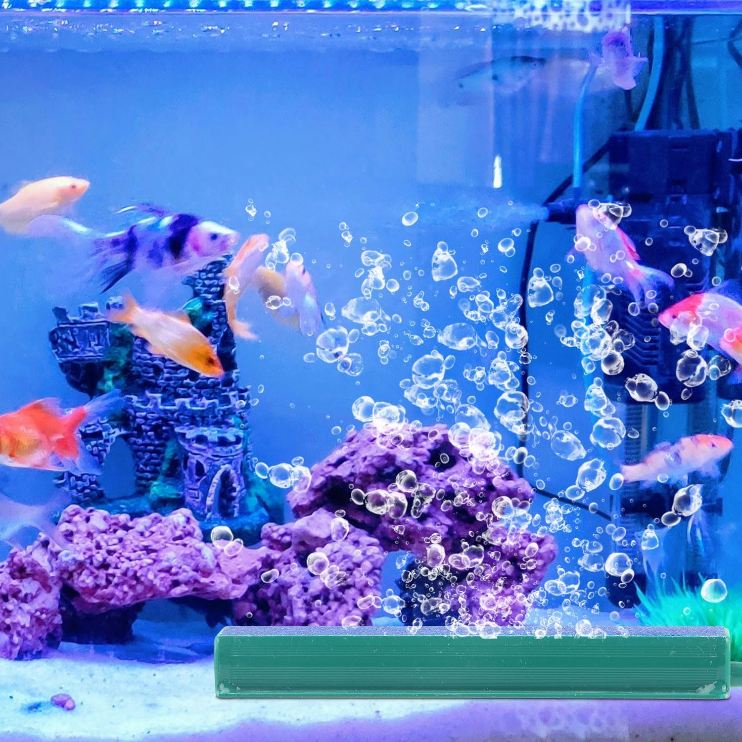 Gosknor 4Pcs Aquarium Air Stone Bar Bubbler, 4In Sand Bubble Stone with Plastic Base for Aquarium Fish Tank Diffuser Ideal Air Pump Accessories for Fish Tank Bucket Hydroponic System