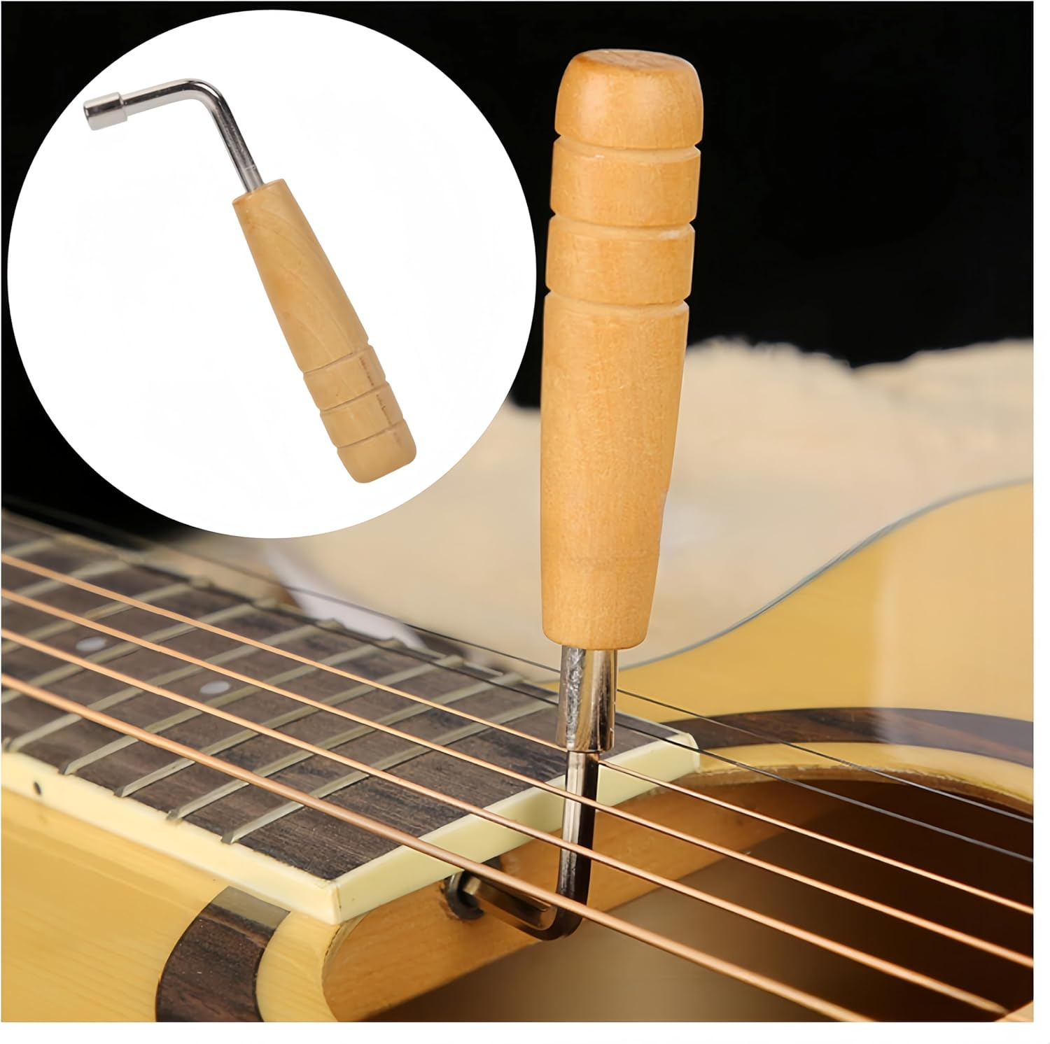 1Pc Piano Tuning Key, Music Instrument Tuning Wrench,Portable Autoharp Tuning Wrench, Harp Tuning Pins L-Shaped Harp Tuning Key with Wood Handle for Home and Smusic Studio image number 3