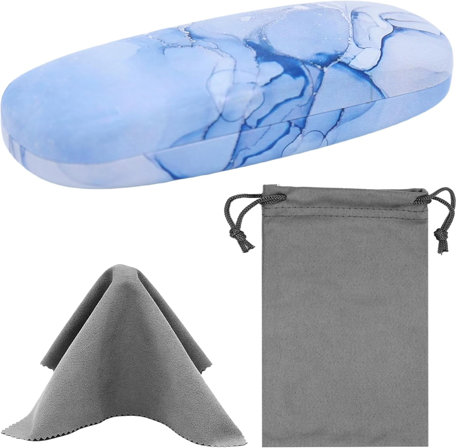 Premium Hard Sunglasses Case,Hard Shell Eyeglasses Case PU Leather Protective Glasses Cover Eyeglass Holder Box Includes Cleaning Cloth and Pouch- Men'S & Women'S Case