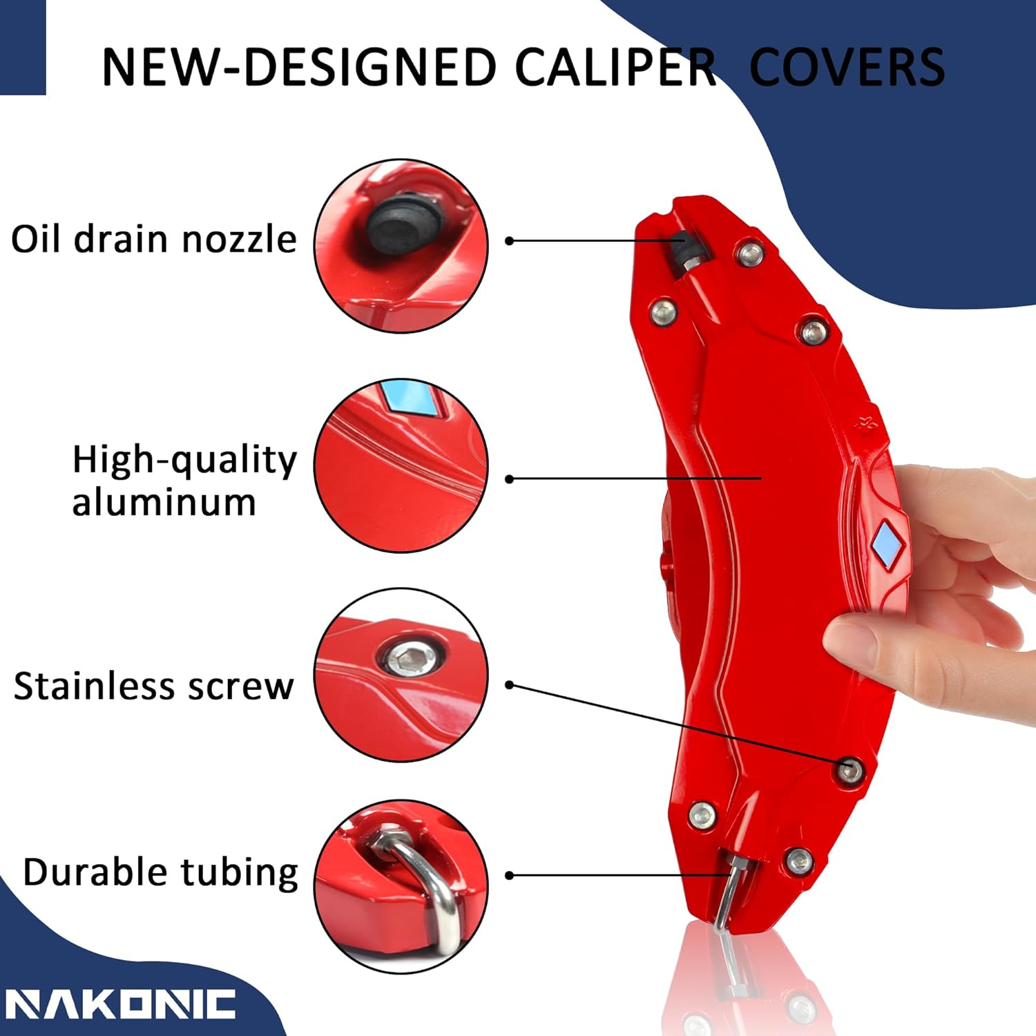 Caliper Covers Set of 4 Compatible with Model Y 2021-2024 Accessories,19 Inch 20 Inch Wheel Hub Fit for Model Y Red Yellow Brake Caliper Covers without Stickers(Not FIT Model 3) image number 3