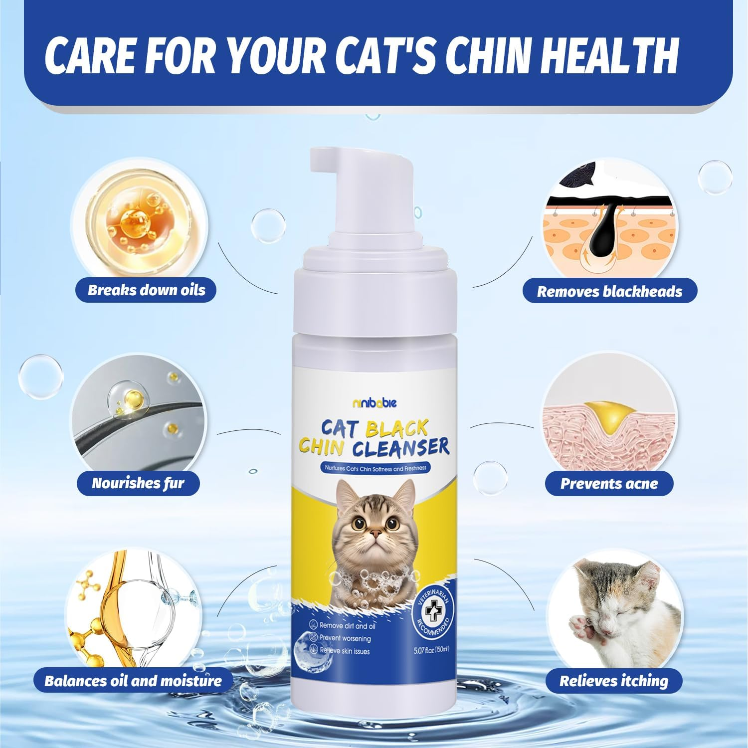 Cat Acne Chin Treatment,Cat Black Seed Cleaner,Improved Skin Health and Black Seed Removal,Updated Cat Ance Brush,Soothes Chin Acne,Oil Control 5.07Fl.Oz image number 5