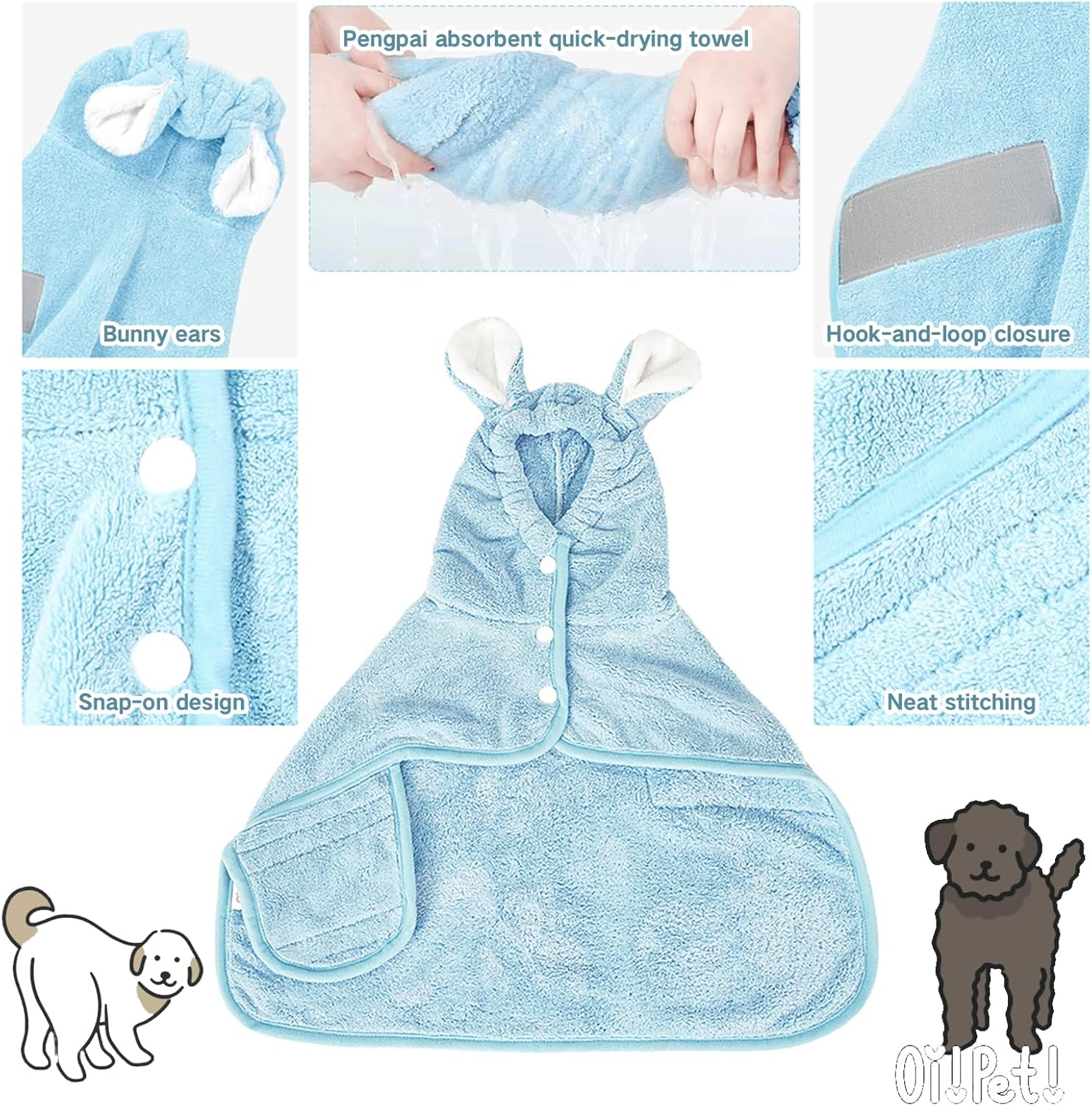 Dog Bathrobe - Super Absorbent Pet Drying Robe, Quick-Dry Bath Towel for Dogs after Swimming & Showering, Soft & Comfortable Puppy Bathrobe for Small to Medium Breeds XS Pink image number 4