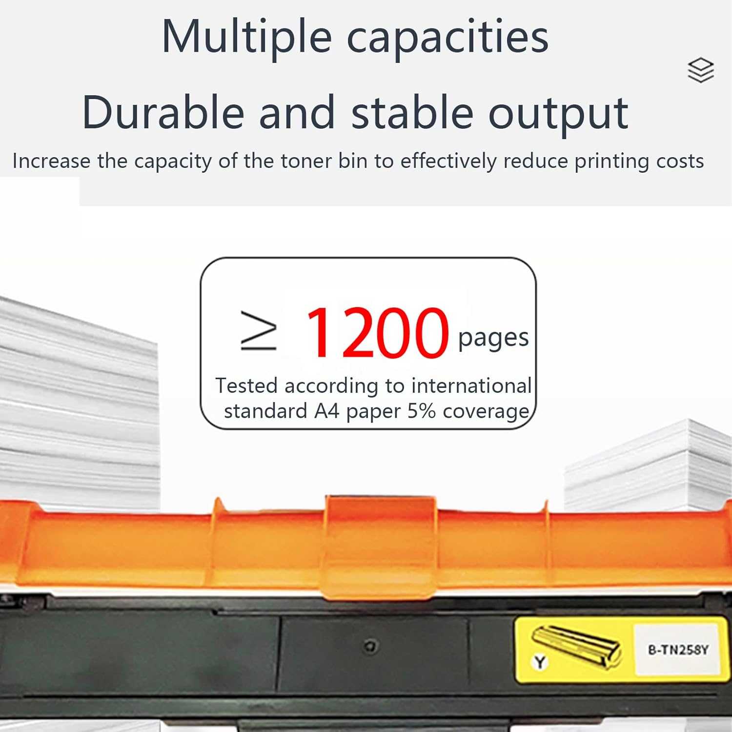 JOJOBE Planet TN-258Y Compatible Toner Cartridge with Brother MFC-L8390CDW L3755CDW L3760CDW L8240CDW HL-L3280CDW L3240CDW DCP-L3520CDW L3560CDW , 1200 Pages per Cartridge Yellow image number 3