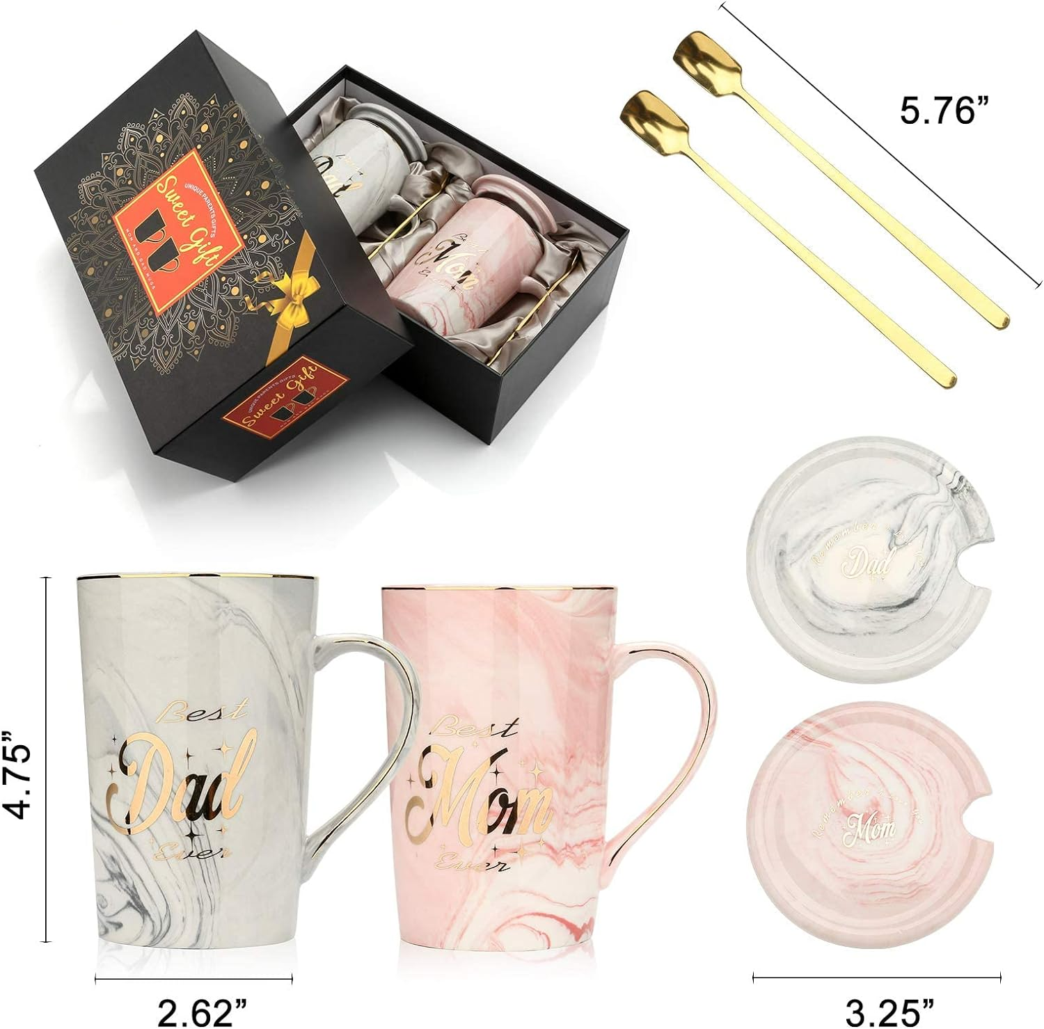 Mom and Dad Mugs - Pregnancy Gifts for First Time Moms - Ceramic Couple Coffee Cups for New Mom New Dad - Gifts for Pregnant Women Parents to Be Baby Shower Mother'S Day Father'S Day image number 6