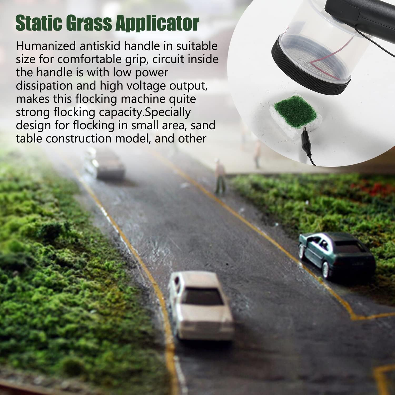 Domary ABS Mini Static Grass Flocking Applicator with Antiskid Handle for DIY Scenic Modelling Sand Table image number 5
