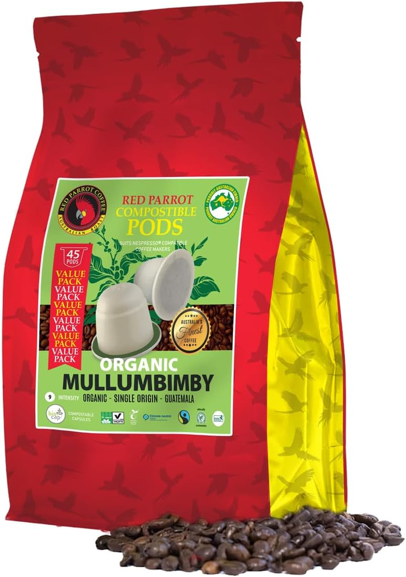 Red Parrot Coffee - Premium Organic Coffee Pods Mullumbimby, 20 Pods
