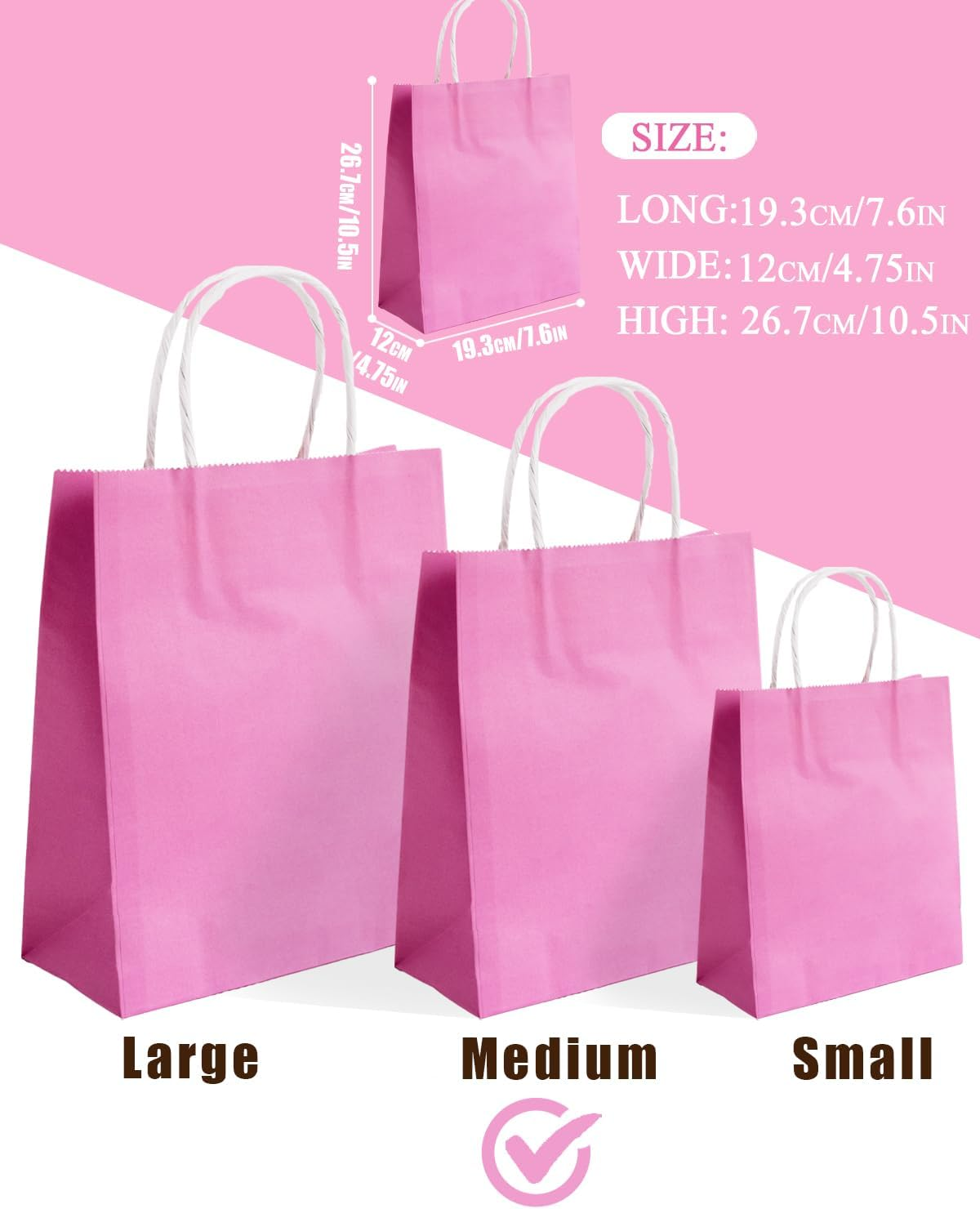 Qiqee 24PCS Medium Size 27X12X20Cm with Handles Bulk Gift Bags 24 Different Senior Color Bags Multiple Uses (8X5X11Inch, Medium Size) image number 5