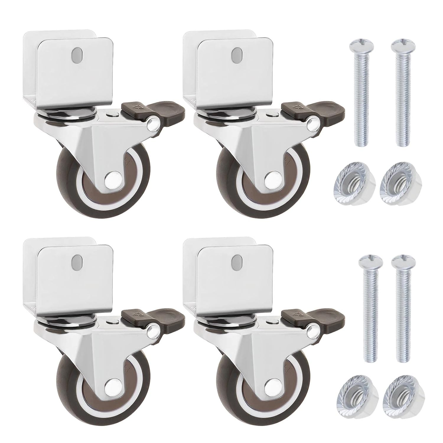 Emagtech 4PCS Swivel Castors with U-Shaped Bracket Caster with Brake for Furniture Flower Stands Loading Capacity 60Lbs per Wheel U-Clamp Inner Diameter 20Mm image number 6
