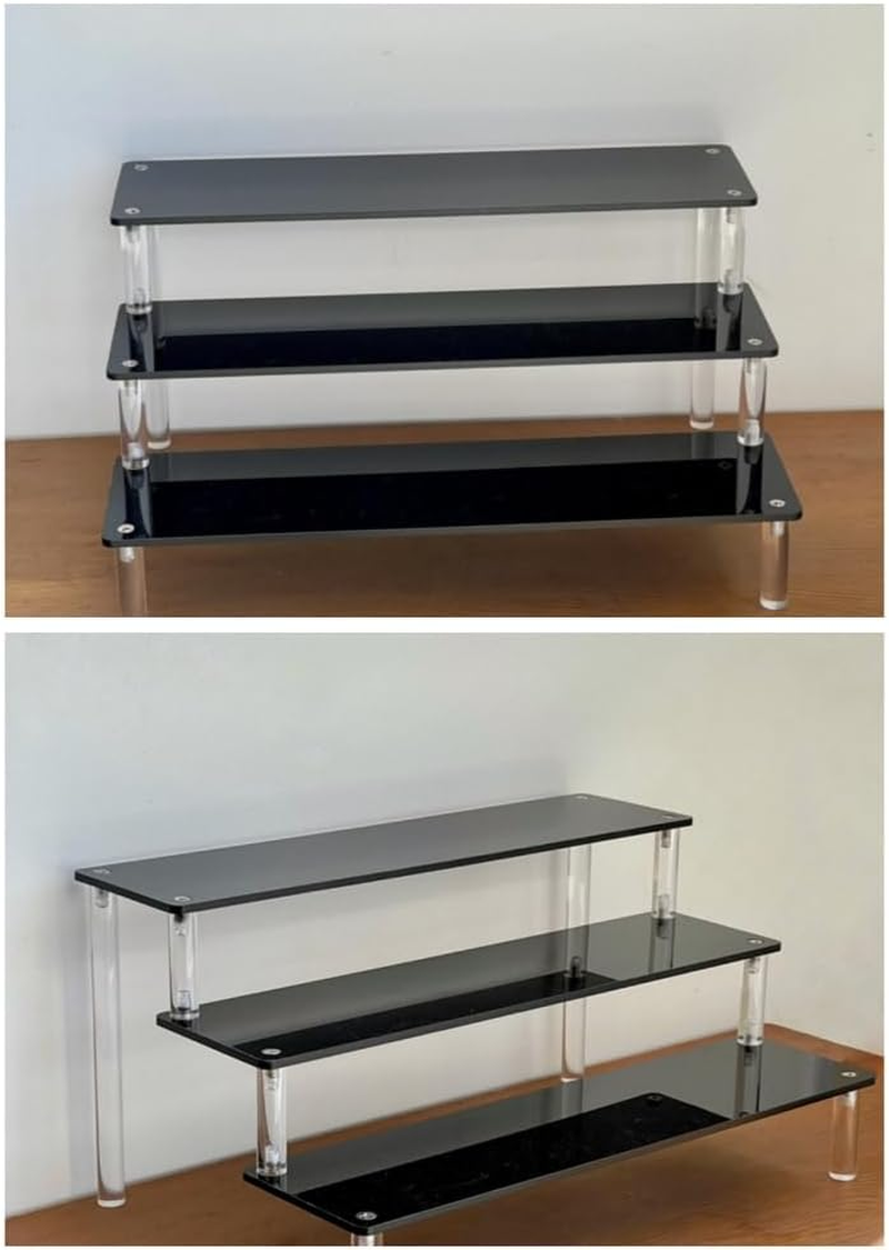 3 Tier Acrylic Display Stand, Black Acrylic Display Stand,Perfume Makeup Dessert Display Stand, Steps Dessert Table Standsm,For Decoration and Organizer Activity(30*8 Black) image number 5