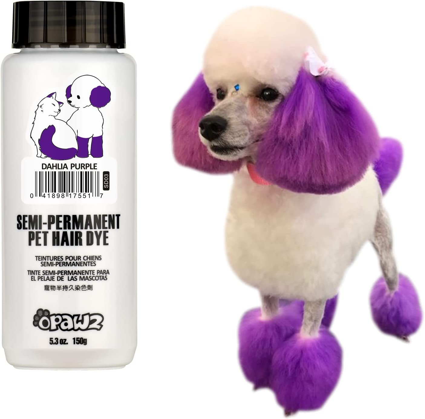 OPAWZ Semi-Permanent Dog Hair Dye, Food-Grade Pigment Dog Dye, Non-Toxic Pet Hair Dye for Dogs, Cats and All Pets Can Be Bathed (Flash Yellow)