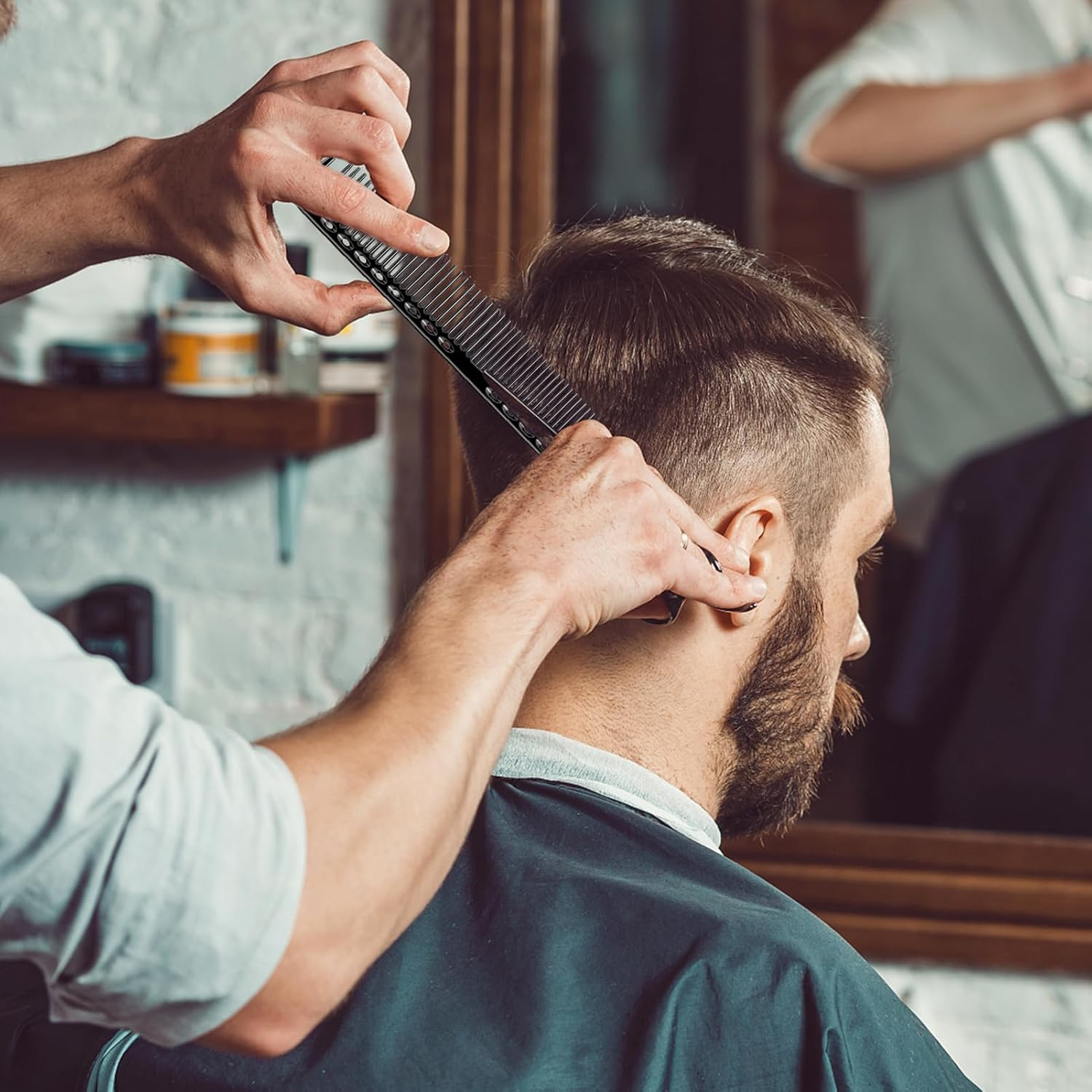 CGBARBER 4 Types Aluminum Hair Combs for Cutting Stainless Steel Hair Tail Metal Comb (Black) - Rose Gold image number 2