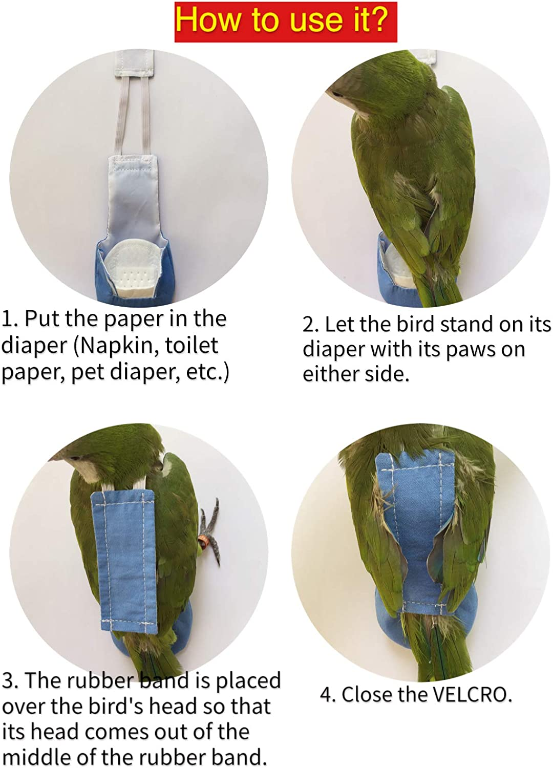 Poli(L) Bird Flight Suits & Diapers - Reusable, Waterproof Pet Bird Supplies image number 2