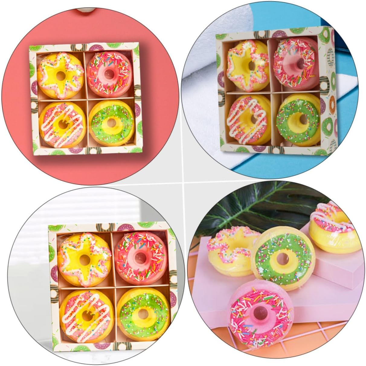 4Pcs Doughnut Shape Bath Salt Balls Aroma Salt Bathing Bombs for Spa Random Style image number 5