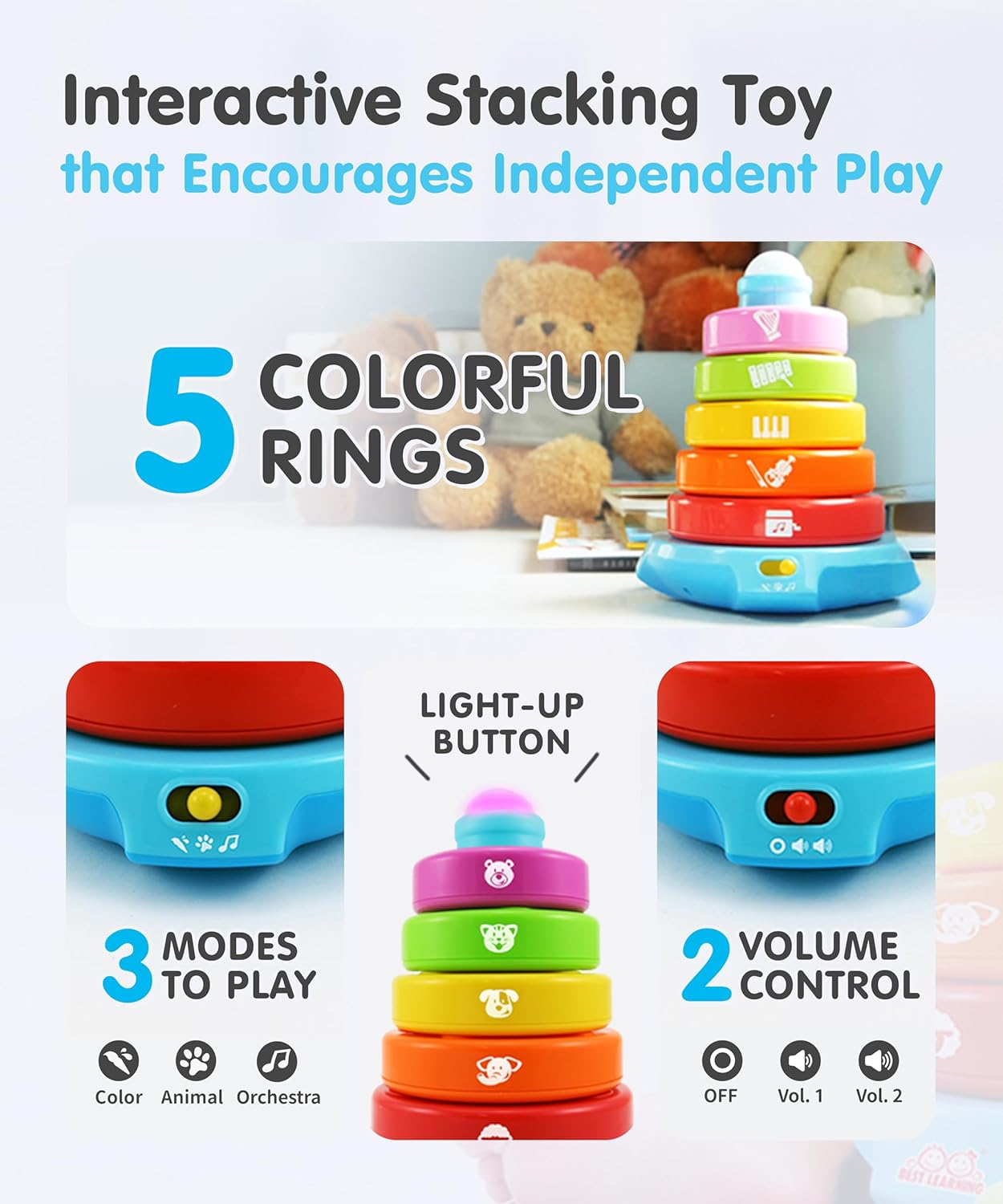 BEST LEARNING Stack & Learn - Developmental Educational Activity Stacking Toy for Babies Aged 6 to 9 Months and up | First Birthday Present for Boys and Girls image number 6