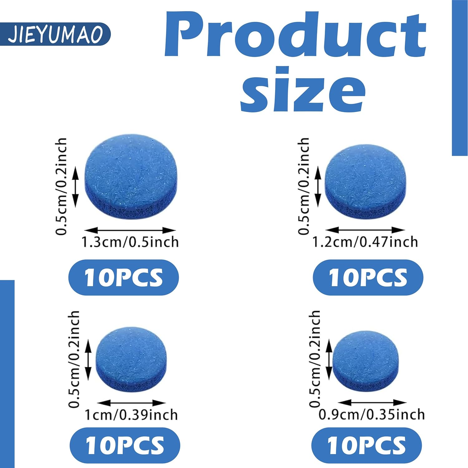 40Pcs Billiard Cue Tips, 9/10/12/13 Mm Pool Cue Tips Replacement Kit, Leather Pool Stick Tips Billiard Cue Head Billiard Cue Stick Snooker Billiard Accessories for Pool Cues image number 4