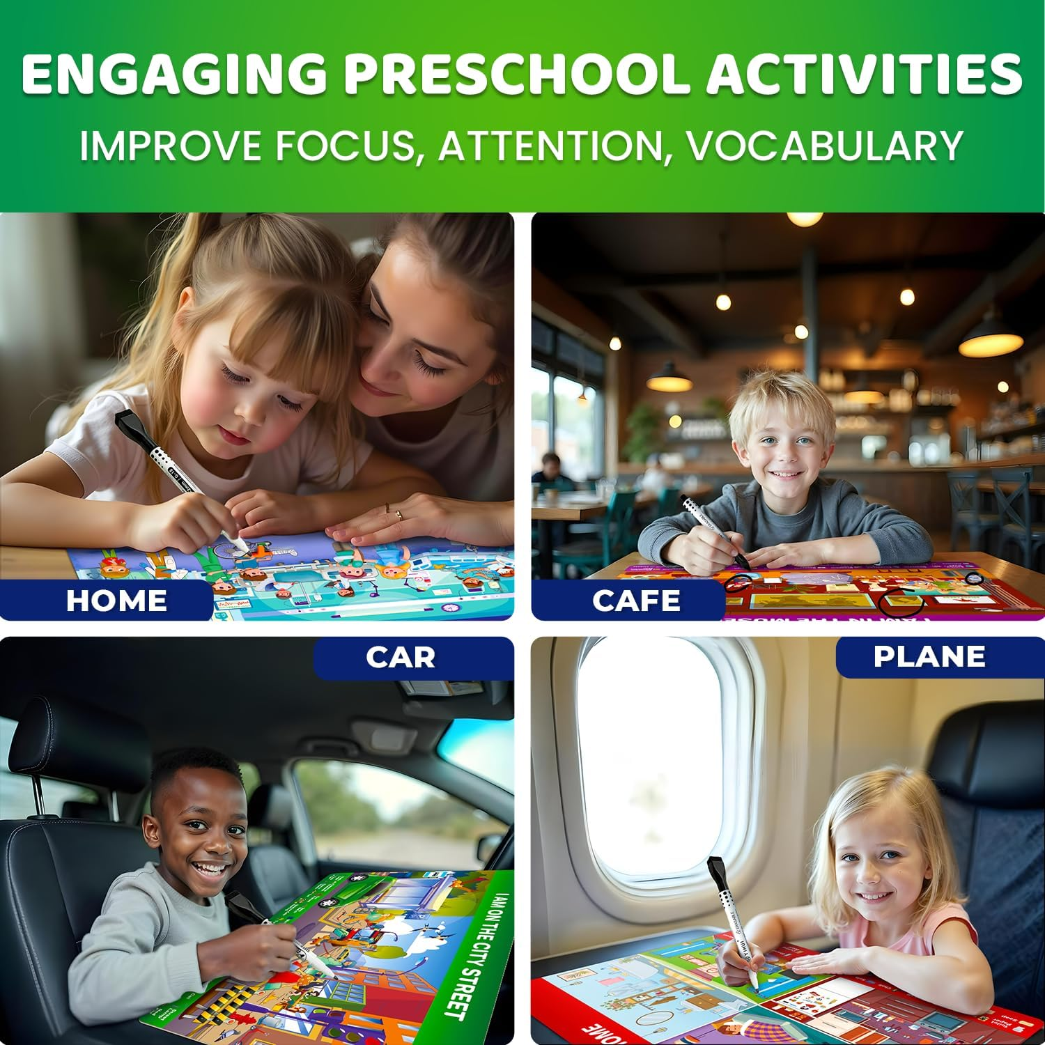 QUOKKA Search and Find Activity Cards for Kids 3-8 &ndash; Reusable Mats with Dry-Erase Marker, Explore 20 Topics, Road Trip Activities, and Travel Games for Kids Ages 3-5, Educational Toy for Preschoolers image number 6