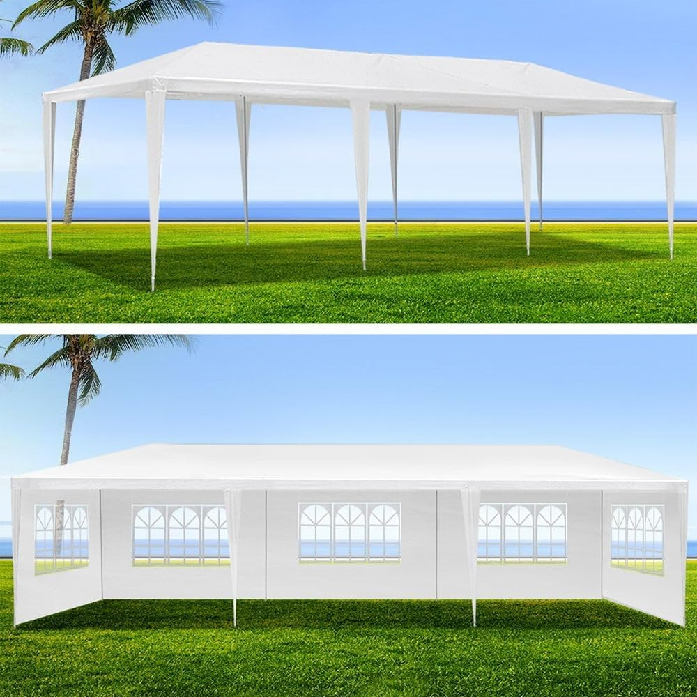 Instahut 3X9M Outdoor Gazebo Party Tent, White Steel Frame with 5 Removable Windows, UV & Water Resistant