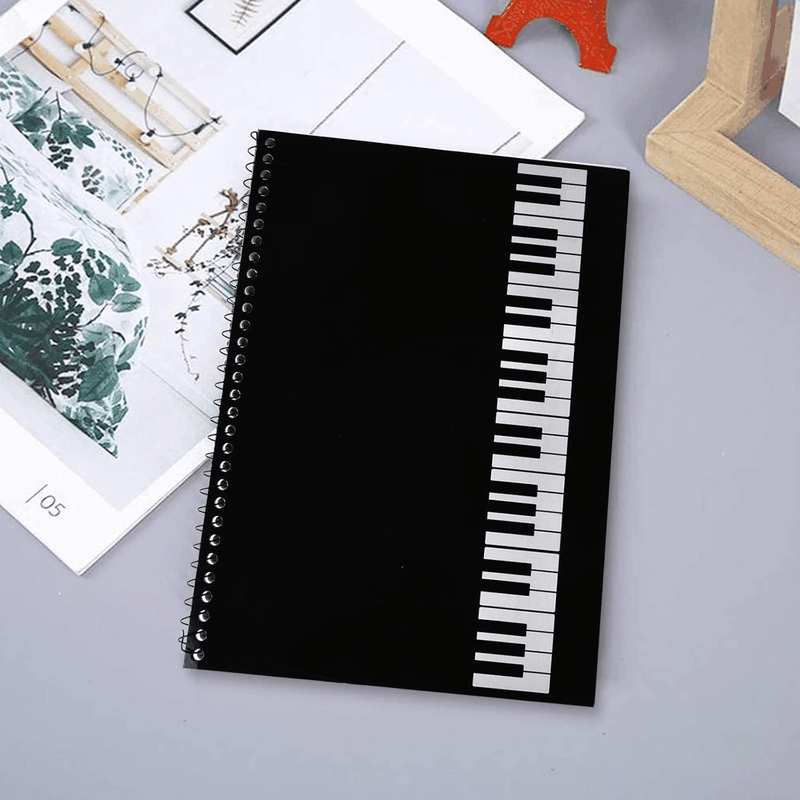 Sheet Music Notebook with Spiral Binding, Made of Black Kraft Paper, Blank, 50 Pages, 26 X 19 Cm, Suitable for Music Manuscripts and Musicians image number 4