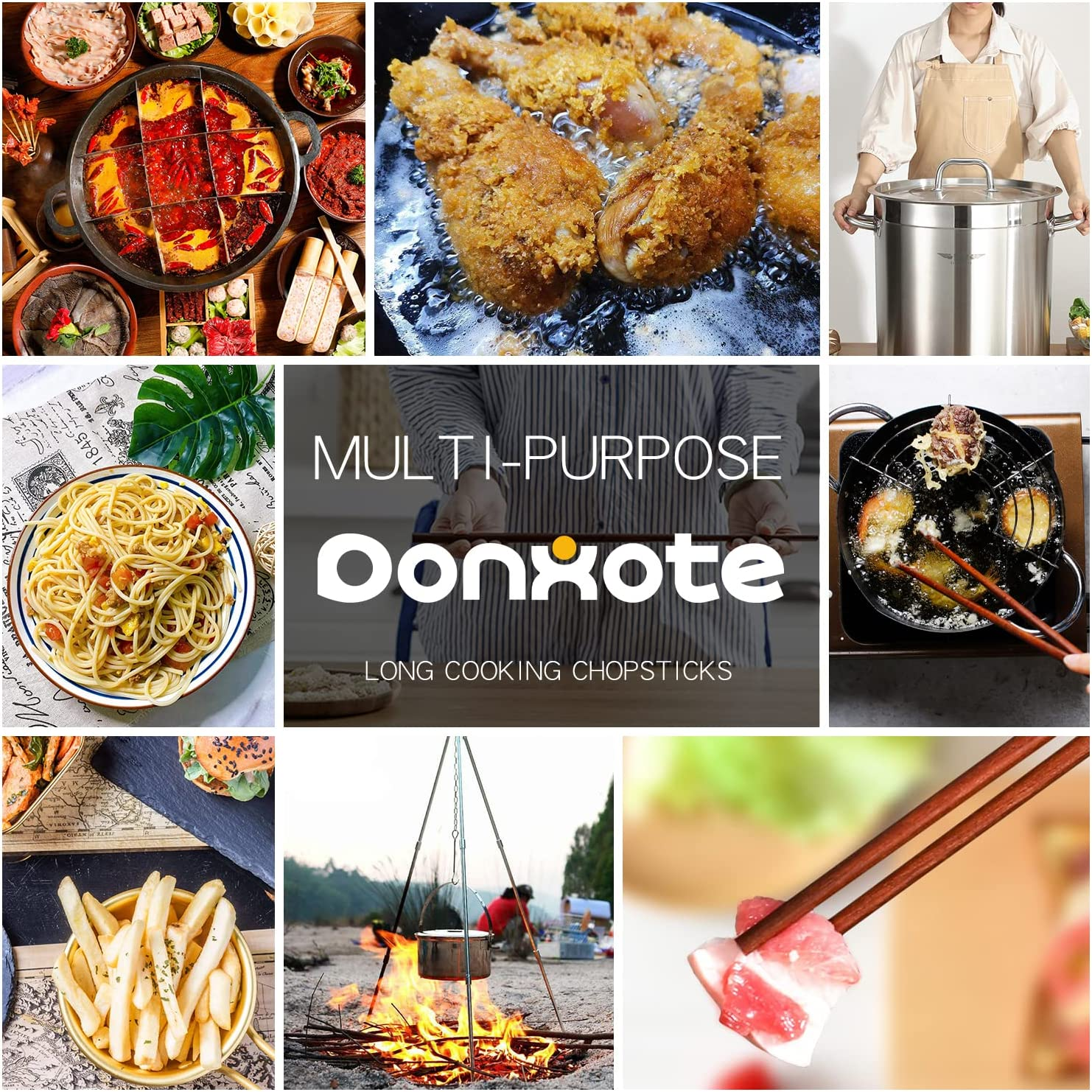 6-Pairs 16.5-Inch Wooden Cooking Chopsticks Set - Long Reusable Chopsticks for Wok Cooking, Noodle Frying, and Asian Deep-Frying - Ideal for Kitchen Use image number 6