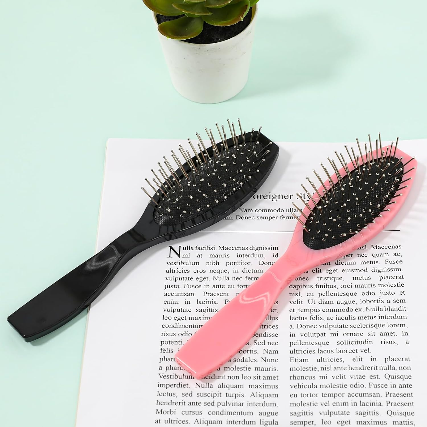 2 Pack Stainless Steel Wig Wire Brush, Portable Professional Synthetic Hair Brush and Combs for Wigs, Extensions, Women image number 1