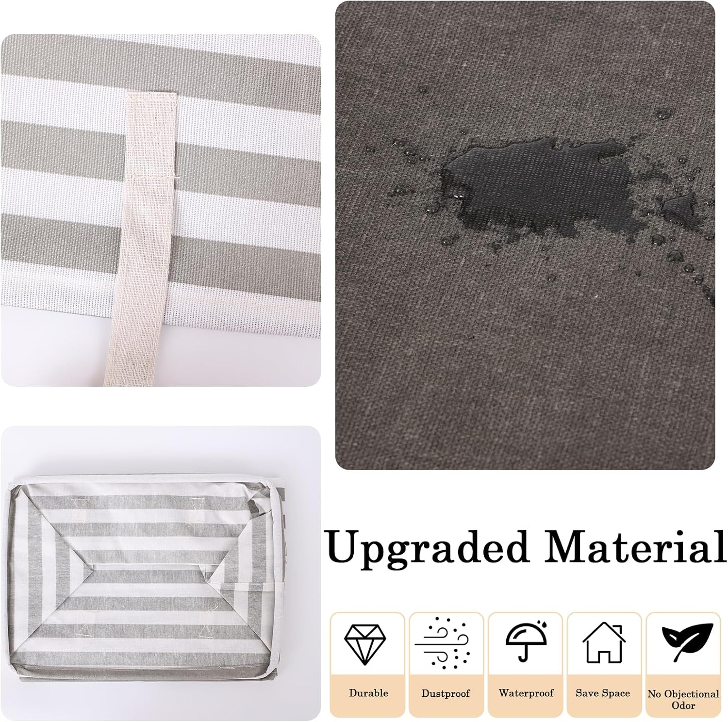 2-Pack Large Laundry Basket, Waterproof, Collapsible Tall Clothes Hamper with Extended Handles for Clothes Toys in the Dorm and Family-(75L, Stripe) image number 6