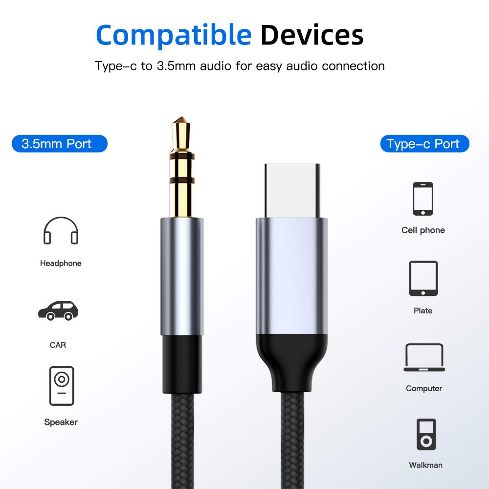 T Tersely 1M USB C to 3.5Mm Aux Cable for Samsung S26/S25/S24/Fold/Flip, for Iphone 17/16/15 Pro Max/Pro, Type C Headphone Adapter Car Stereo Audio Speaker Jack Cord for Ipad Pro Air, for Pixel image number 4