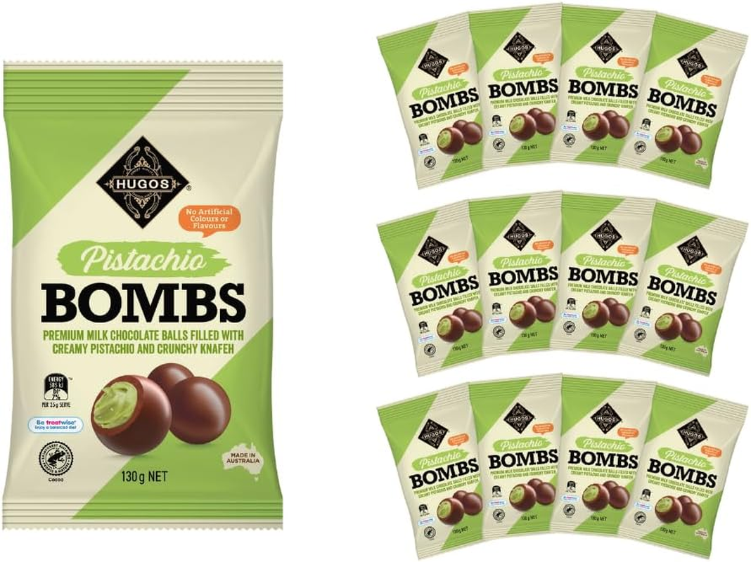 Hugos Milk Chocolate Pistachio Bombs 130G - Indulgent Snacks with Rich Chocolate Candy - Decadent Treats - Ideal Gift Idea image number 2