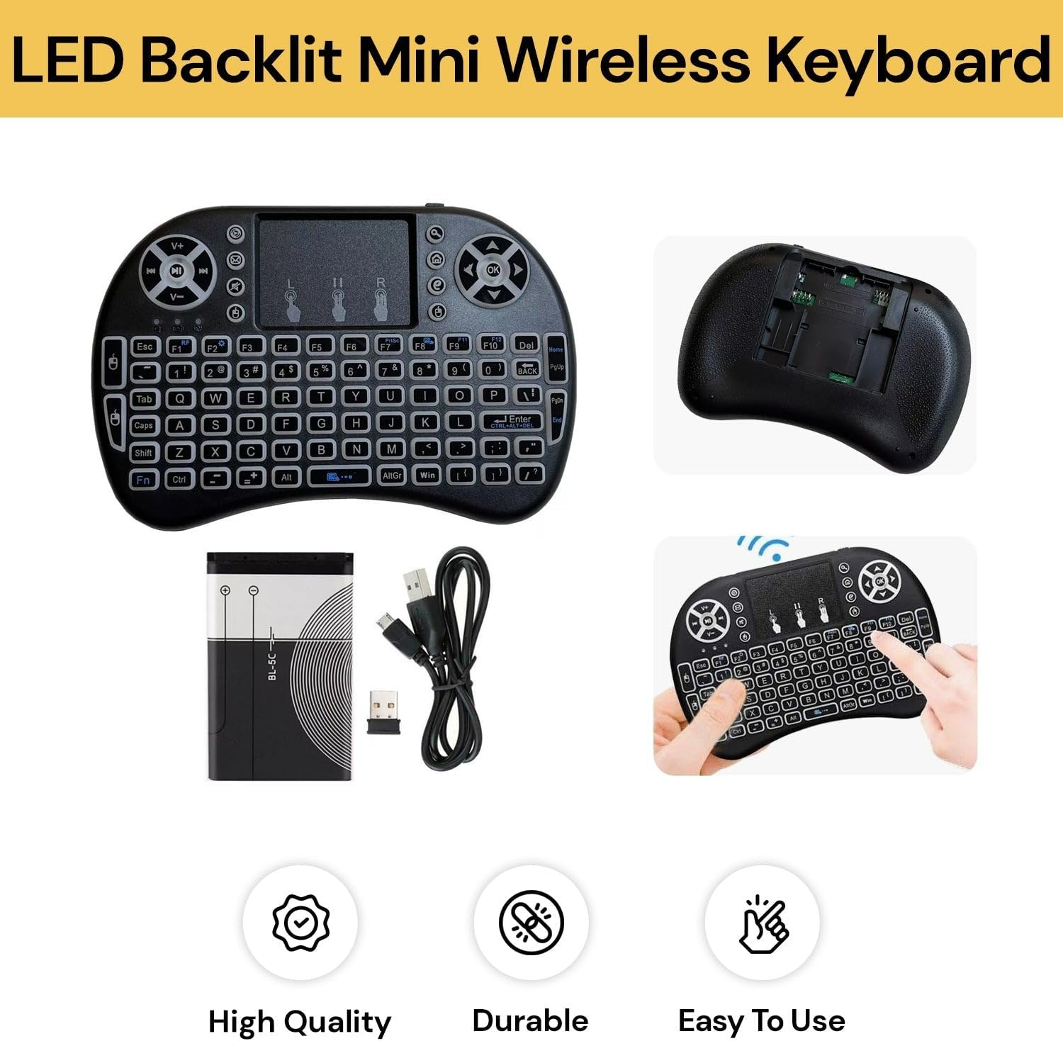 Ezonedeal Mini Wireless Keyboard with Touchpad Mouse 2.4Ghz LED Backlit Multi-Media Android Travel Keyboard for Pc, Pad, Xbox 360, Ps3, Google Android Tv Box, Htpc, Iptv, Raspberry Pi - Mini Keyboard image number 6