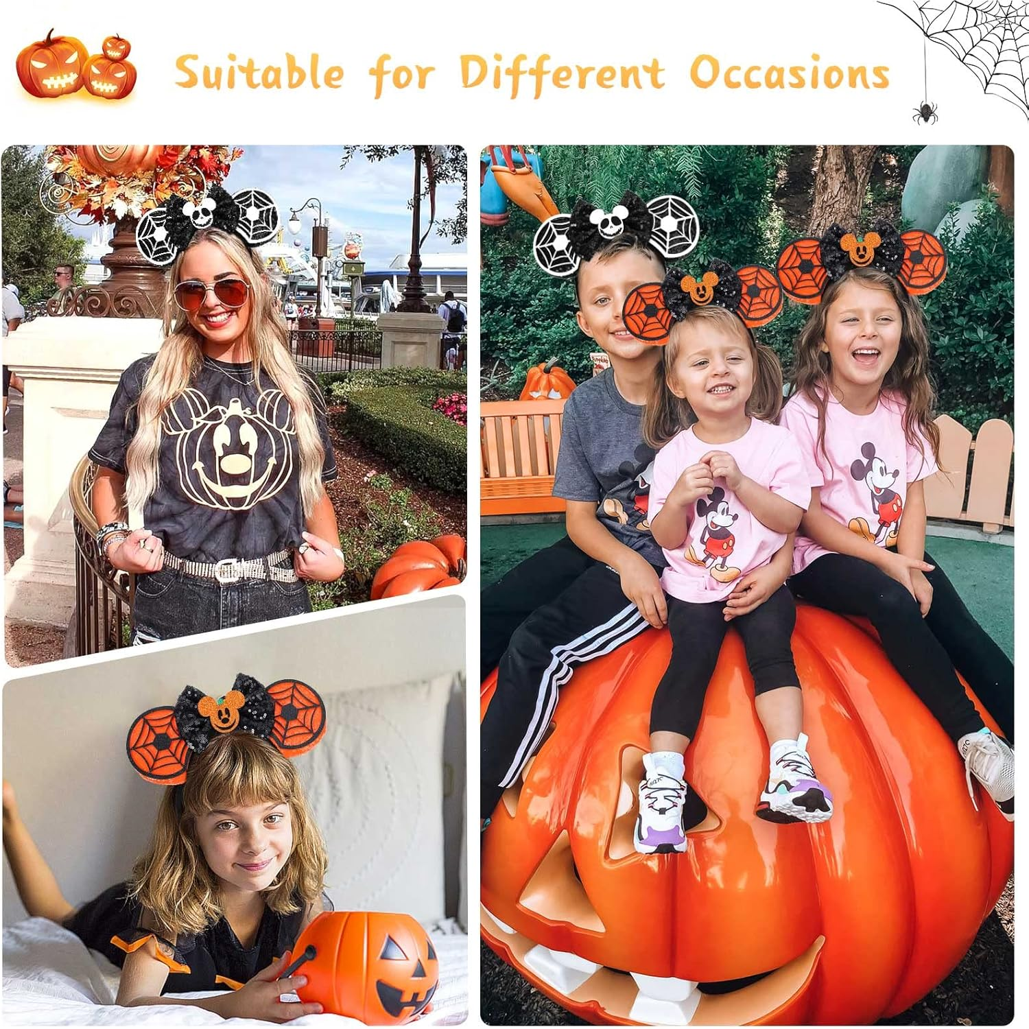 ETLUK Mouse Ears Headbands, 2 PCS Bow Headband, Classic Shiny Bow Cute Headbands for Women, Girls image number 6