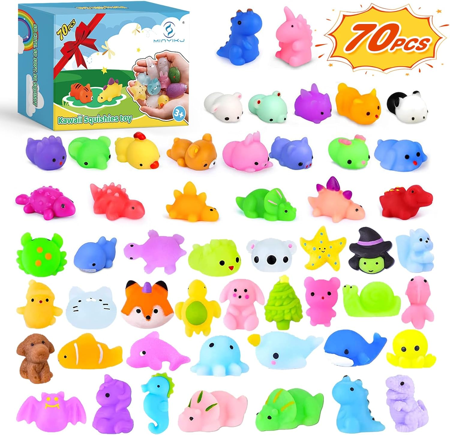 Squishies Mochi Squishy Toys 35Pcs Party Favors for Kids Mini Squishy Kawaii Mochi Animal Squishies Cat Unicorn Squishy Mini Squeeze Stress Relief Toys for Kids Adults Treasure Box Toys, Random image number 5